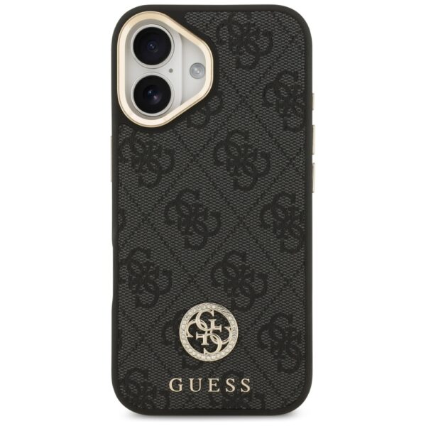Guess 4G Strass Logo & Big Strap Metal Buttons MagSafe Case for iPhone 17 - Blackeng