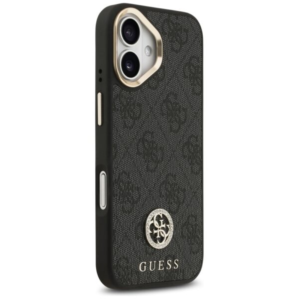 Guess 4G Strass Logo & Big Strap Metal Buttons MagSafe Case for iPhone 17 - Blackeng