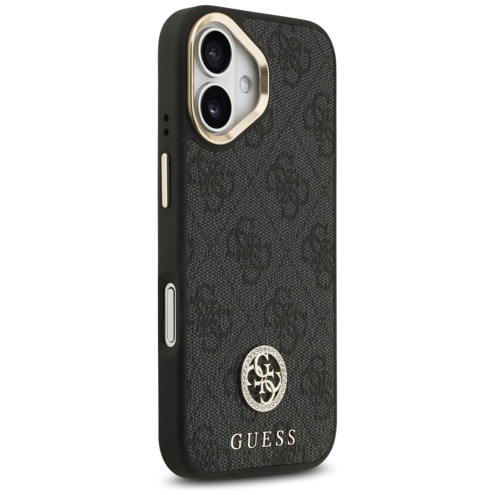 Guess 4G Strass Logo & Big Strap Metal Buttons MagSafe Case for iPhone 17 - Blackeng