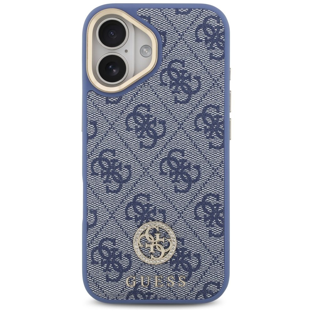 Guess 4G Strass Logo & Big Strap Metal Buttons MagSafe Case for iPhone 17 - Blueeng