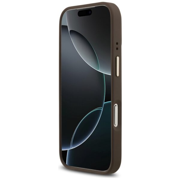 Guess 4G Strass Logo & Big Strap Metal Buttons MagSafe Case for iPhone 17 Pro - Browneng