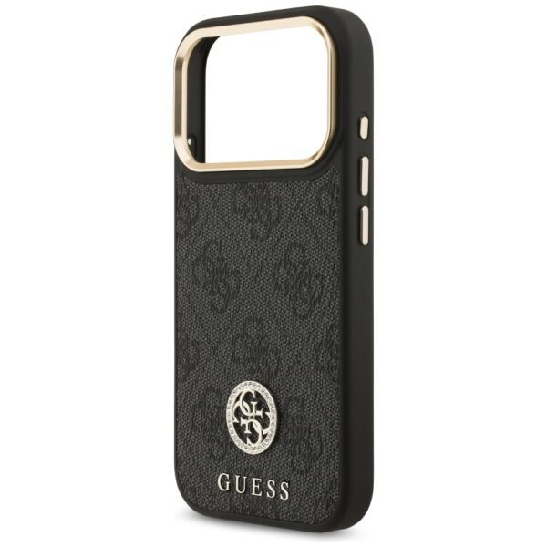 Guess 4G Strass Logo & Big Strap Metal Buttons MagSafe Case for iPhone 17 Pro - Blackeng