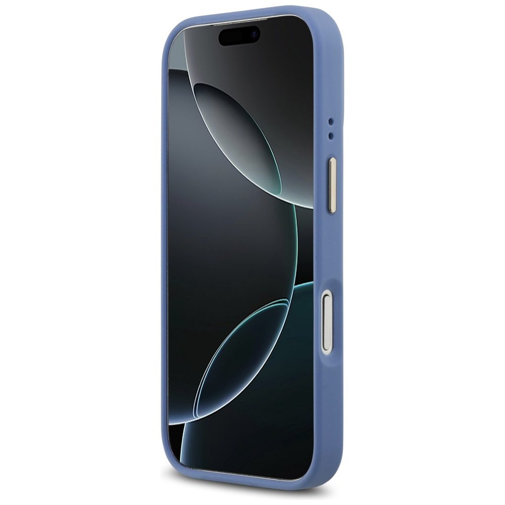 Guess 4G Strass Logo & Big Strap Metal Buttons MagSafe Case for iPhone 17 Pro - Blueeng