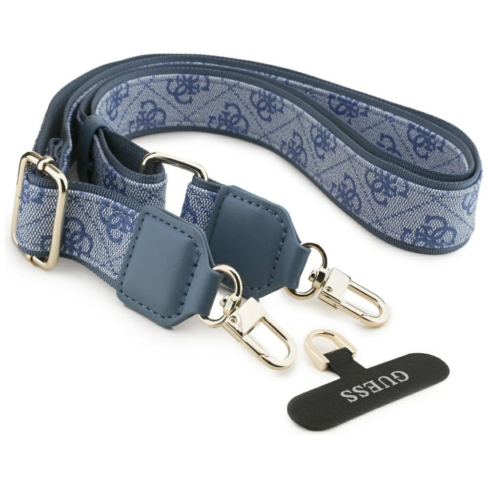 Guess 4G Strass Logo & Big Strap Metal Buttons MagSafe Case for iPhone 17 Pro - Blueeng