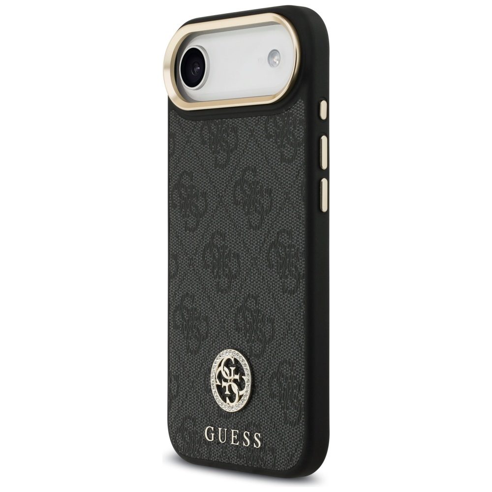 Guess 4G Strass Logo & Big Strap Metal Buttons MagSafe Case for iPhone Air - Blackeng