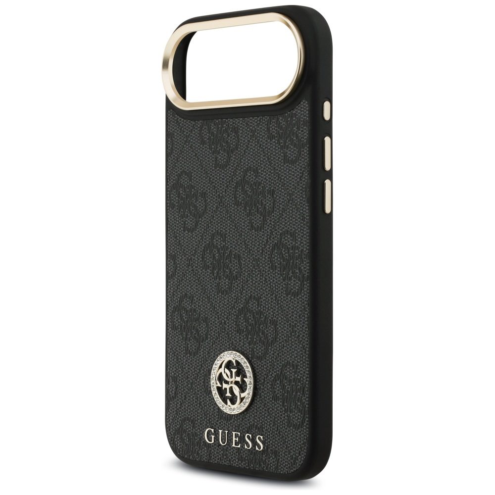 Guess 4G Strass Logo & Big Strap Metal Buttons MagSafe Case for iPhone Air - Blackeng