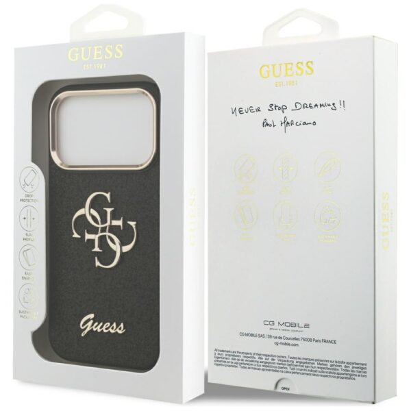 Guess Fixed Glitter Big 4G Metal Frame case for iPhone 17 Pro - blackeng