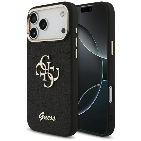 Guess Fixed Glitter Big 4G Metal Frame case for iPhone 17 Pro Max - blackeng