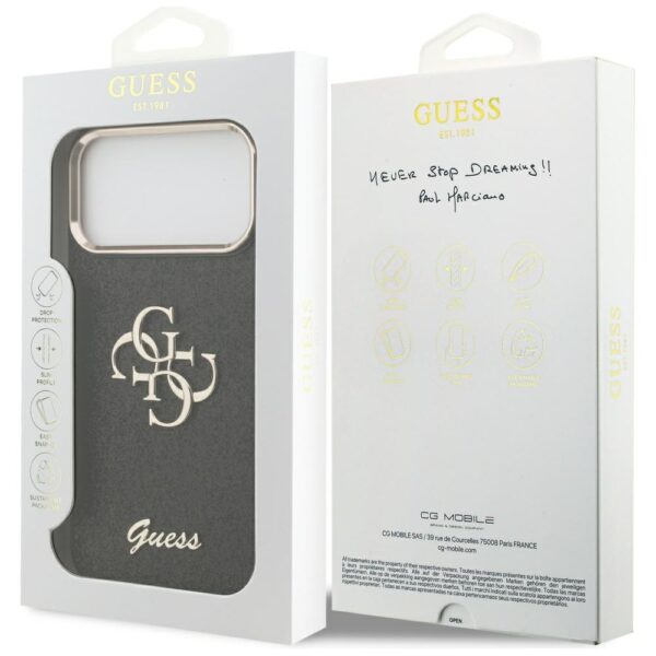 Guess Fixed Glitter Big 4G Metal Frame case for iPhone 17 Pro Max - blackeng