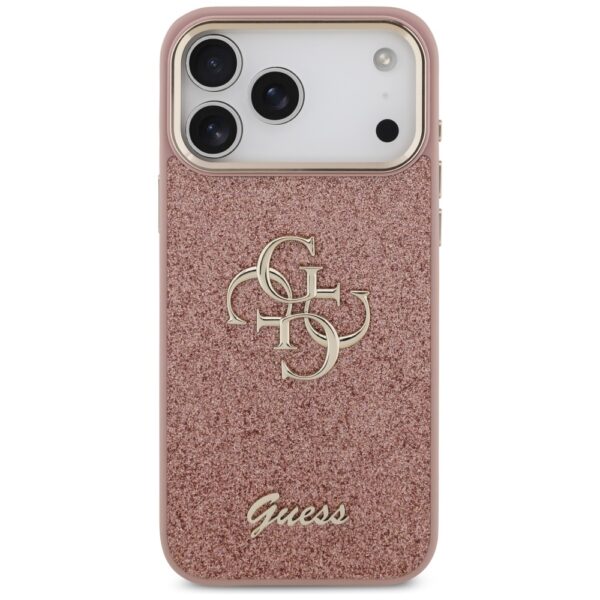 Guess Fixed Glitter Big 4G Metal Frame Case for iPhone 17 Pro Max - Pinkeng