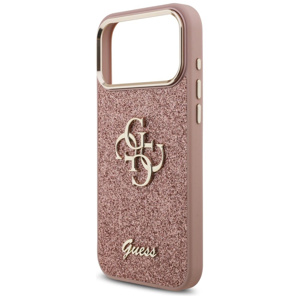Guess Fixed Glitter Big 4G Metal Frame Case for iPhone 17 Pro Max - Pinkeng