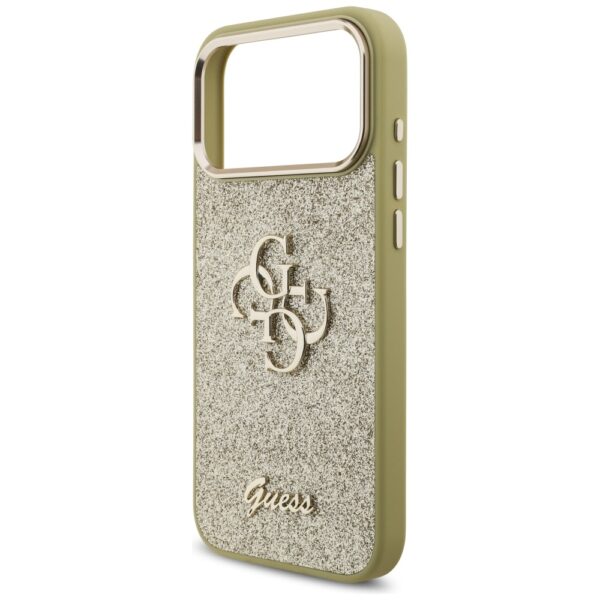 Guess Fixed Glitter Big 4G Metal Frame case for iPhone 17 Pro Max - goldeng