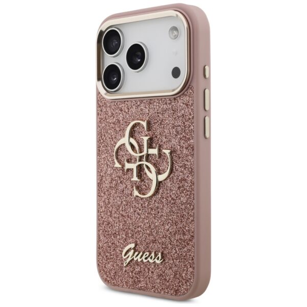 Guess Fixed Glitter Big 4G Metal Frame Case for iPhone 17 Pro - Pinkeng