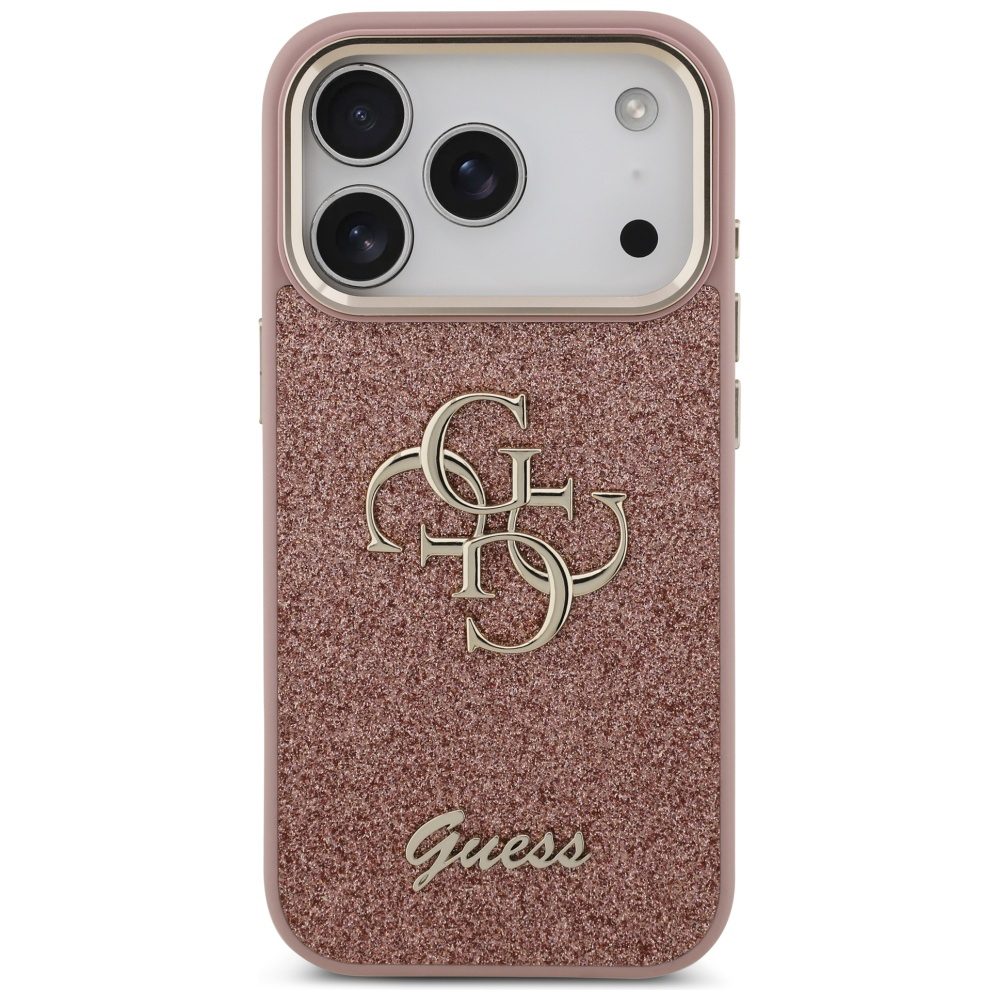 Guess Fixed Glitter Big 4G Metal Frame Case for iPhone 17 Pro - Pinkeng