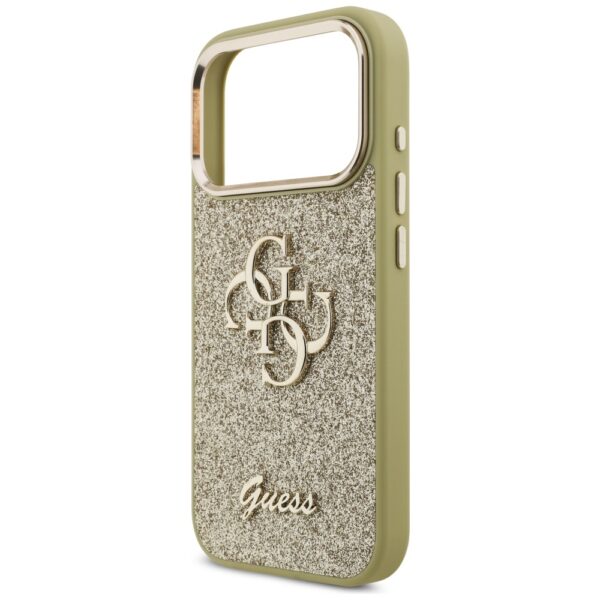 Guess Fixed Glitter Big 4G Metal Frame case for iPhone 17 Pro - goldeng