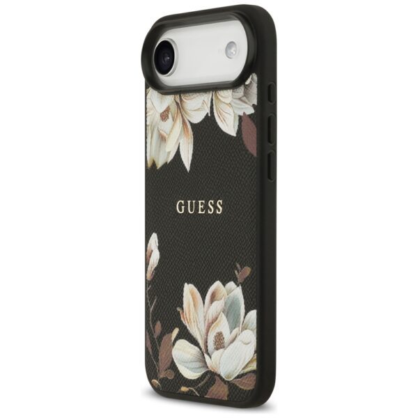 Guess Grained Flowers Classic Logo MagSafe case for iPhone Air - blackeng