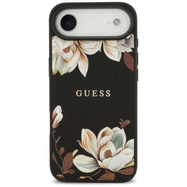 Guess Grained Flowers Classic Logo MagSafe case for iPhone Air - blackeng