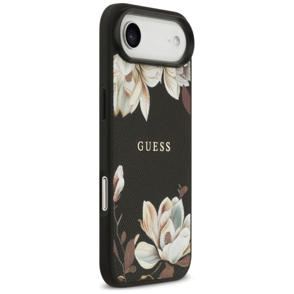 Guess Grained Flowers Classic Logo MagSafe case for iPhone Air - blackeng