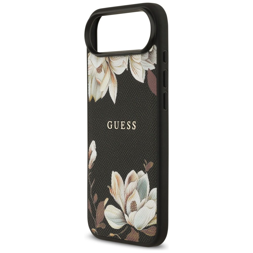 Guess Grained Flowers Classic Logo MagSafe case for iPhone Air - blackeng