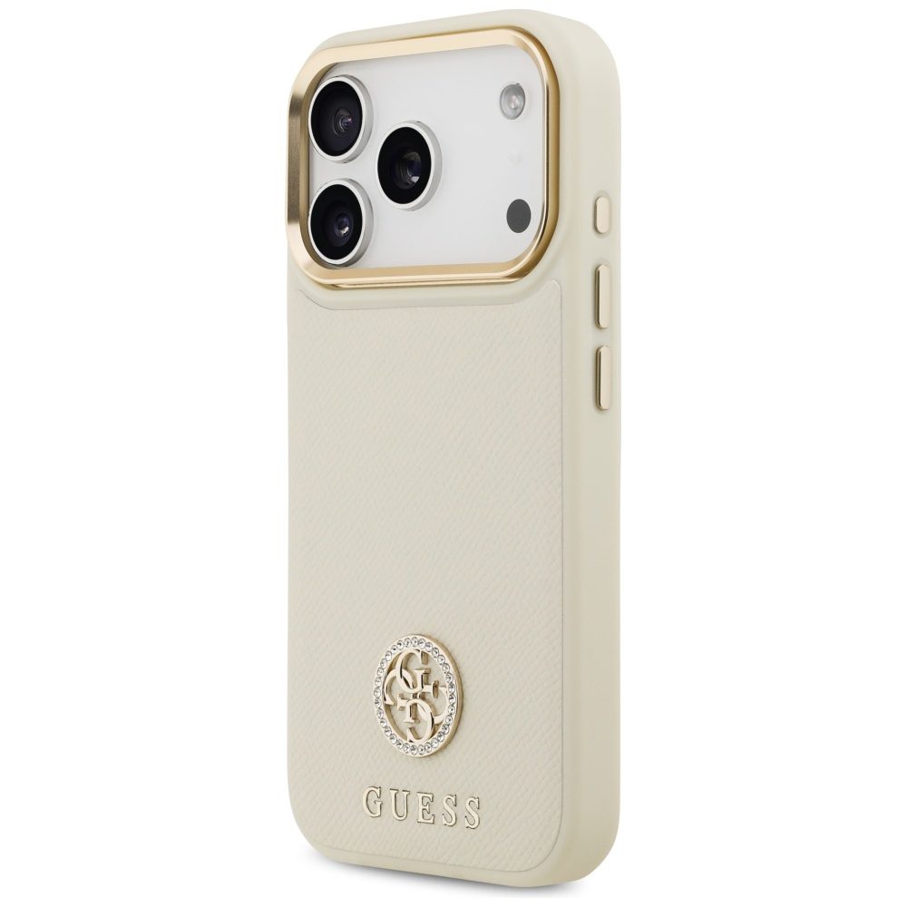 Guess Grained Strass Logo MagSafe case for iPhone 17 Pro - beigeeng