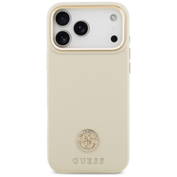 Guess Grained Strass Logo MagSafe case for iPhone 17 Pro Max - beigeeng