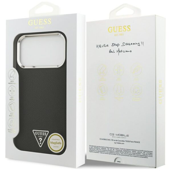 Guess Grained Triangle Logo MagSafe case for iPhone 17 Pro Max - blackeng