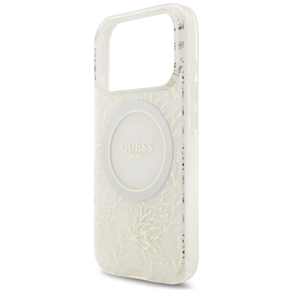 Guess IML Flowers Electro Pearl Strap MagSafe Case for iPhone 17 Pro - Whiteeng