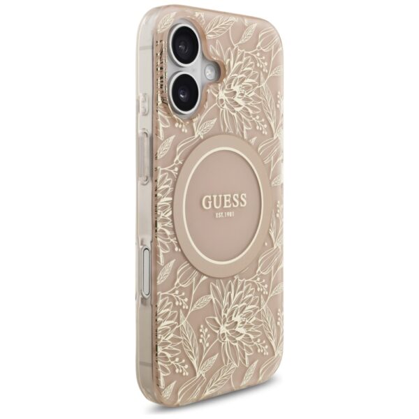 Guess IML Flowers Electro Pearl Strap MagSafe Case for iPhone 17 - Pinkeng