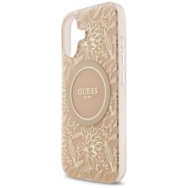 Guess IML Flowers Electro Pearl Strap MagSafe Case for iPhone 17 - Pinkeng