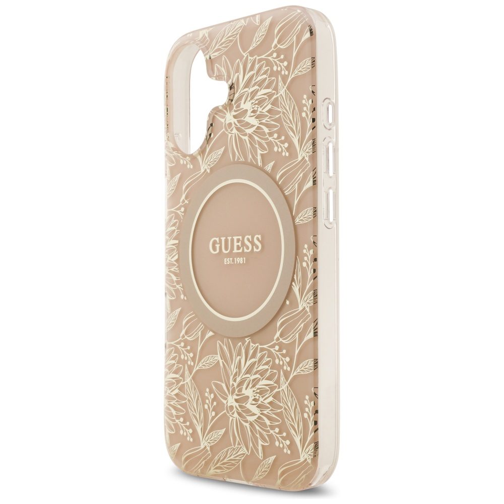 Guess IML Flowers Electro Pearl Strap MagSafe Case for iPhone 17 - Pinkeng