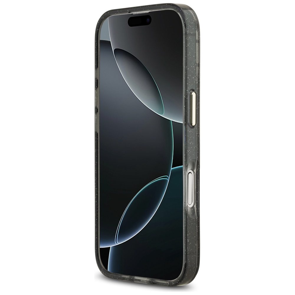 Guess IML Glitter Flowers Triangle MagSafe case for iPhone 17 - blackeng