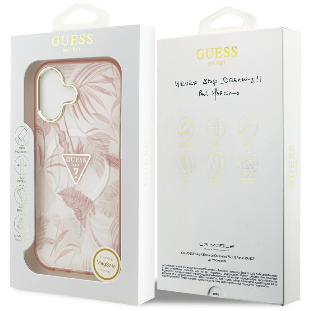 Guess Jungle Tonal Triangle MagSafe iPhone 17 Case - Pinkeng