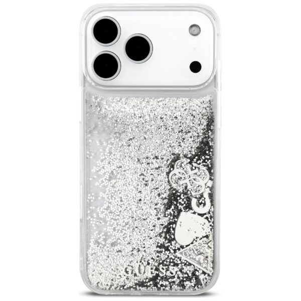Guess Liq case. Glitter Charms for iPhone 17 Pro - silvereng