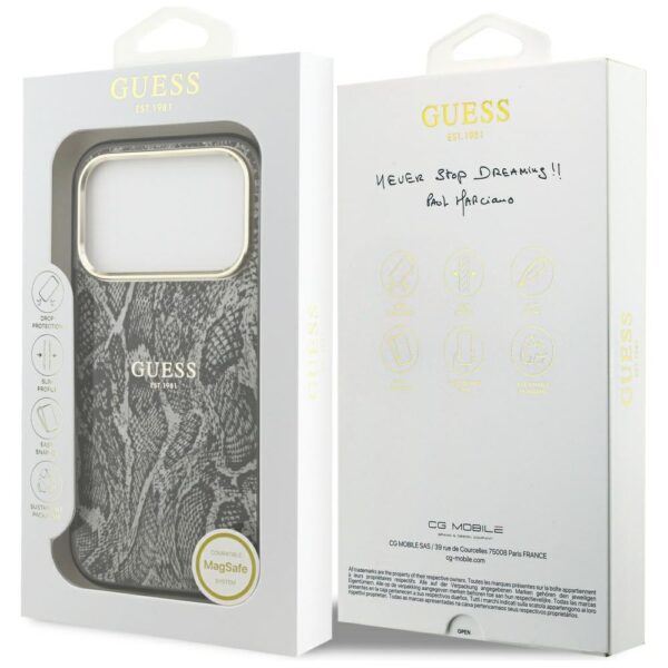 Guess Python Pattern MagSafe Case for iPhone 17 Pro - Blackeng