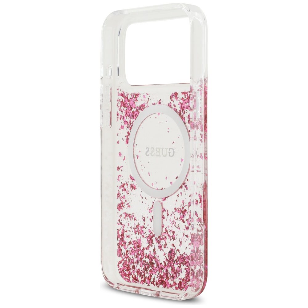 Guess Resin Bottom Glitter MagSafe Case for iPhone 17 Pro Max - Pinkeng