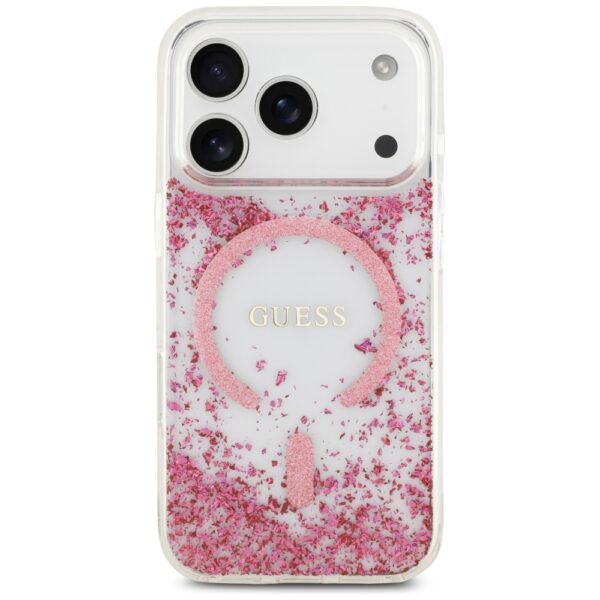 Guess Resin Bottom Glitter MagSafe Case for iPhone 17 Pro - Pinkeng
