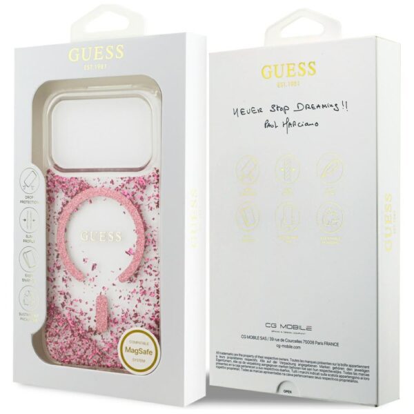 Guess Resin Bottom Glitter MagSafe Case for iPhone 17 Pro - Pinkeng