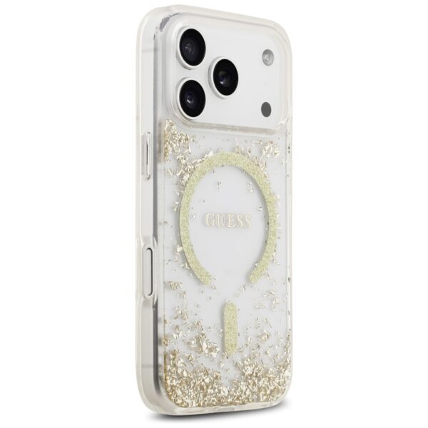 Guess Resin Bottom Glitter MagSafe Case for iPhone 17 Pro - Goldeng