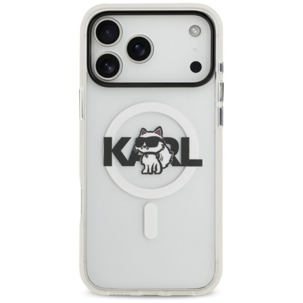 201249_3 Karl Lagerfeld IML Choupette Sketch Logo MagSafe Case for iPhone 17 Pro - Cleareng