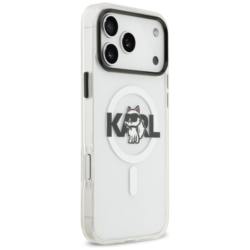 201249_4 Karl Lagerfeld IML Choupette Sketch Logo MagSafe Case for iPhone 17 Pro - Cleareng