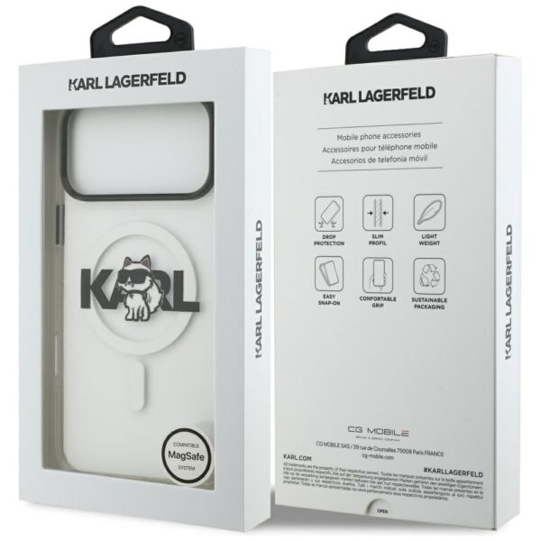 201249_8 Karl Lagerfeld IML Choupette Sketch Logo MagSafe Case for iPhone 17 Pro - Cleareng