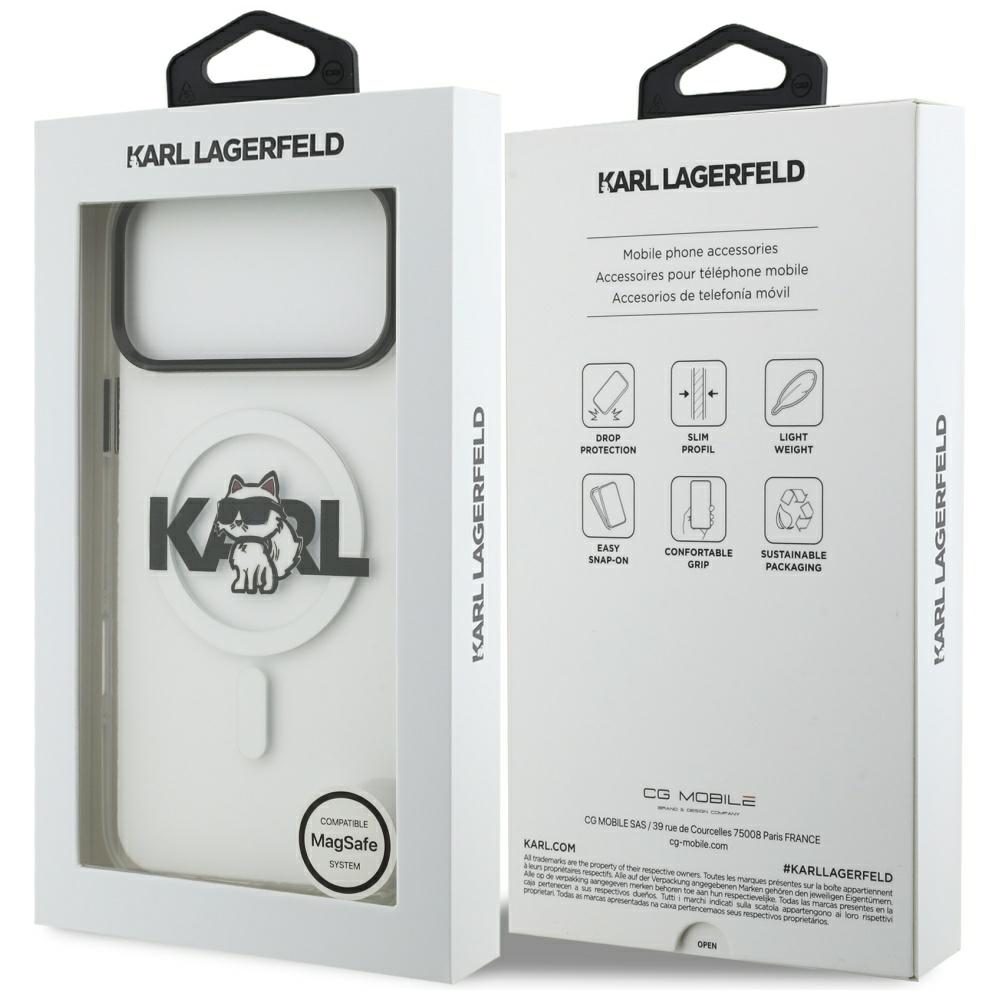 201249_8 Karl Lagerfeld IML Choupette Sketch Logo MagSafe Case for iPhone 17 Pro - Cleareng