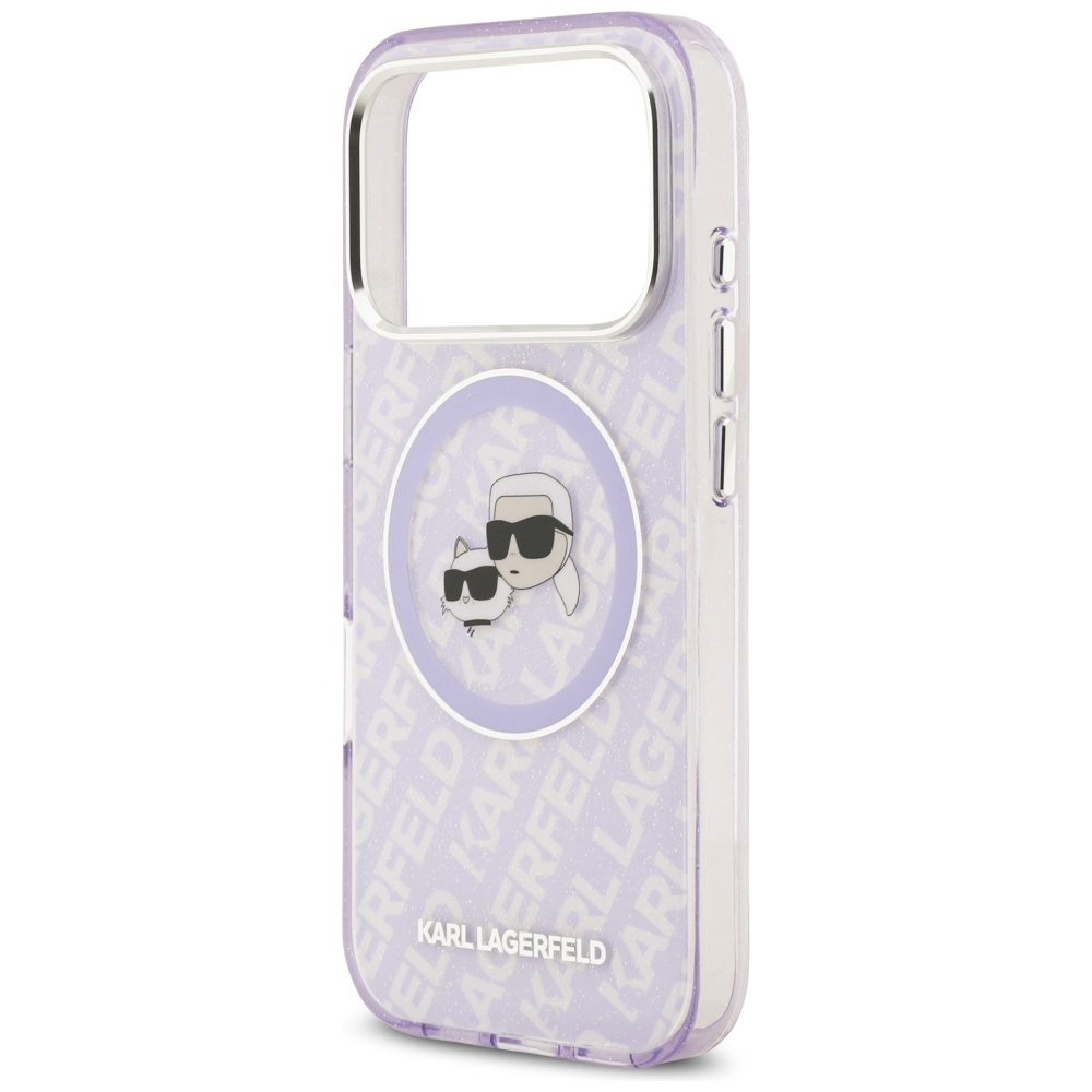 201250_6 Karl Lagerfeld IML Glitter Karl & Choupette Heads Logo MagSafe Case for iPhone 17 Pro - Purpleeng