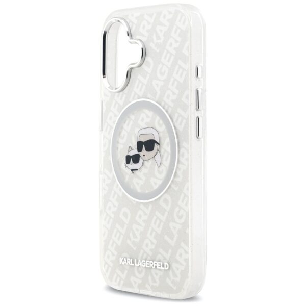 Karl Lagerfeld IML Glitter Karl & Choupette Heads Logo MagSafe iPhone 17 Case - Grayeng