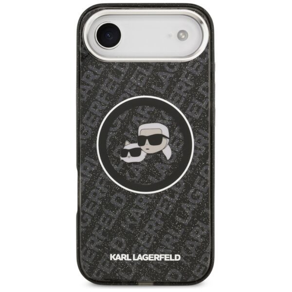 Karl Lagerfeld IML Glitter Karl & Choupette Heads Logo MagSafe iPhone Air Case - Blackeng