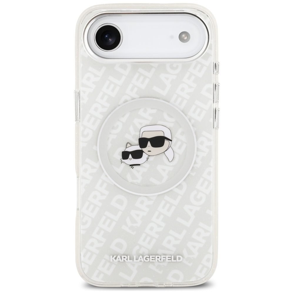 Karl Lagerfeld IML Glitter Karl&Choupette Heads Logo MagSafe Case for iPhone Air - Grayeng