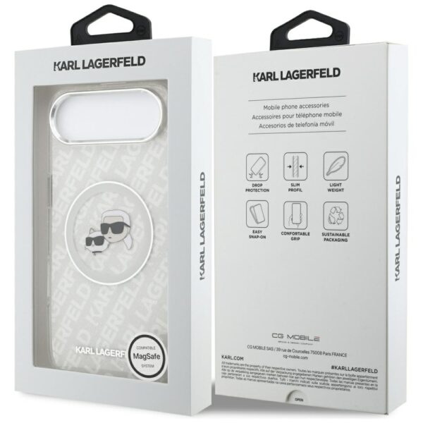 Karl Lagerfeld IML Glitter Karl&Choupette Heads Logo MagSafe Case for iPhone Air - Grayeng