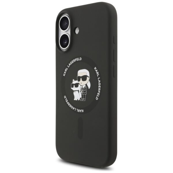 Karl Lagerfeld Silicone Karl&Choupette Ring MagSafe Case for iPhone 17 - Blackeng