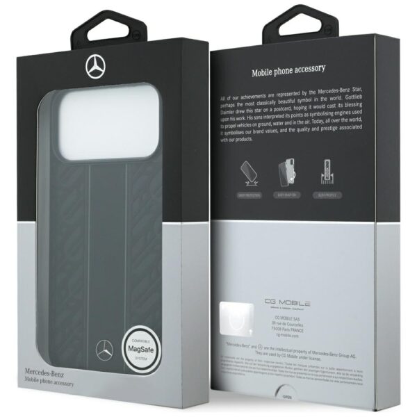 Mercedes Leather Laurel Leaves Stripes MagSafe Case for iPhone 17 Pro Max - Blackeng