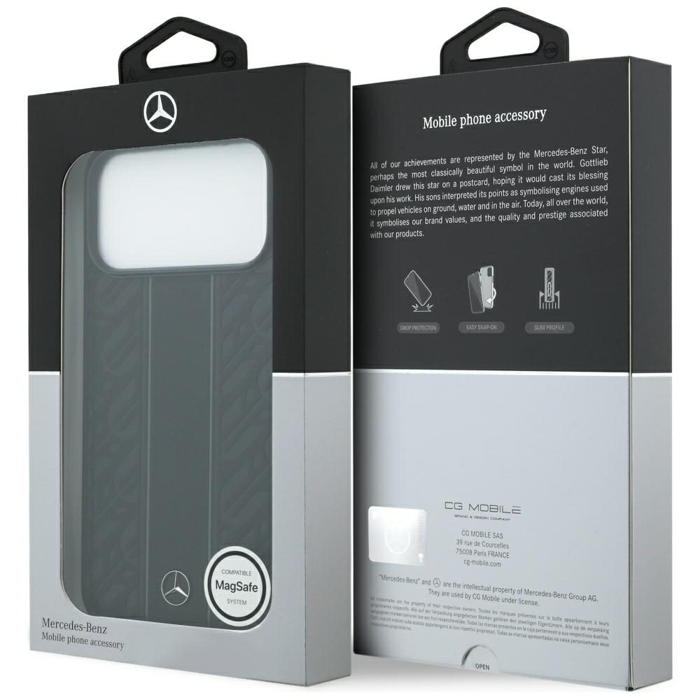 Mercedes Leather Laurel Leaves Stripes MagSafe Case for iPhone 17 Pro Max - Blackeng